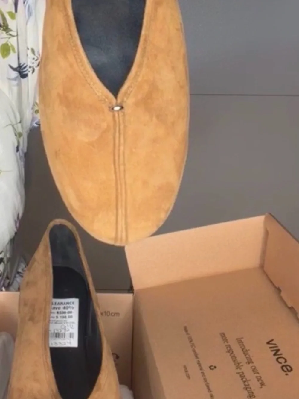 Vince Brown Suede Pointed Toe Ballet Flat Size 9.5